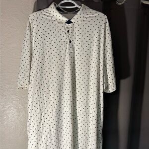 adidas White and Blue Patterned Polo Shirt